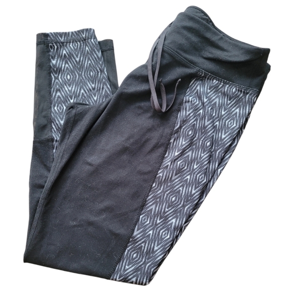 Athletic Works DriWorks Black Silver Diamond Sheer Leggings Size Lg - Picture 1 of 11